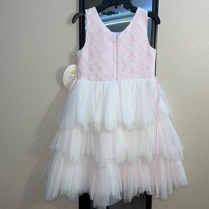 white and pink little girls dress